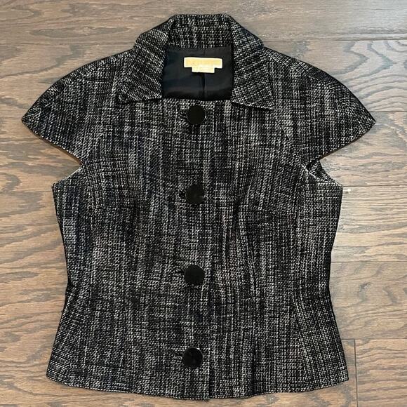 Michael Kors Made in Italy - Italian Wool Button Cap Sleeve Top/ Jacket Size 12 - Picture 1 of 8